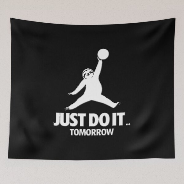 Item preview, Just Do It Tomorrow parody shirt Funny Procrastination basketball black white ,funny sloth  designed and sold by karmaksa.