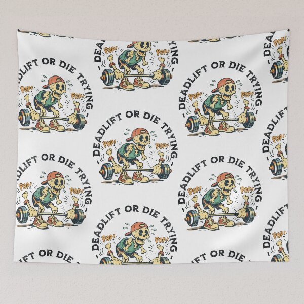 Item preview, Retro Deadlift Skeleton - Deadlift or Die Trying designed and sold by Nacho Average Designs.