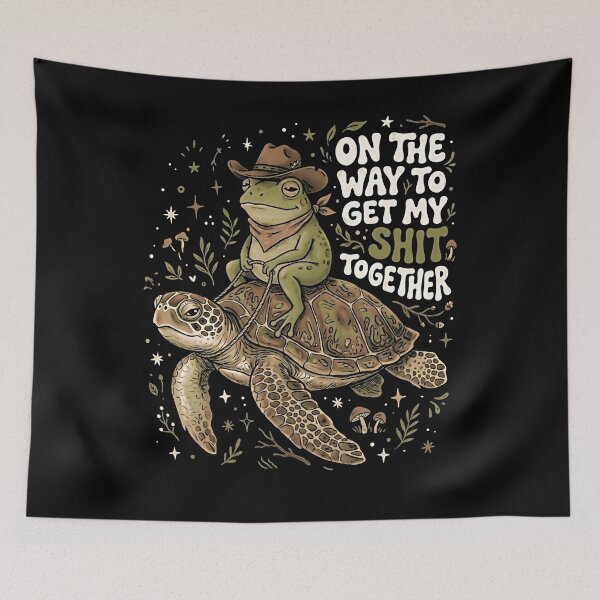 Item preview, Funny Cowboy Frog Riding Turtle Sarcastic Adult Humor Nature Lover Gift  designed and sold by graphixpolash.