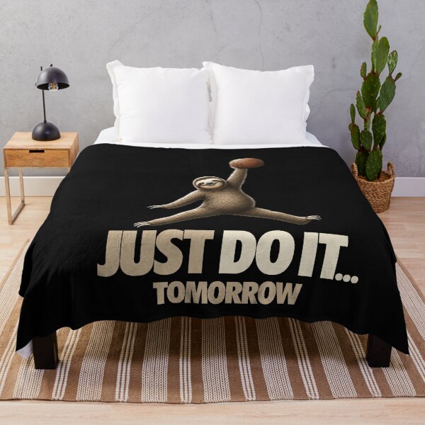 Item preview, Just Do It Tomorrow parody shirt Funny Procrastination basketball black white ,funny sloth  designed and sold by karmaksa.