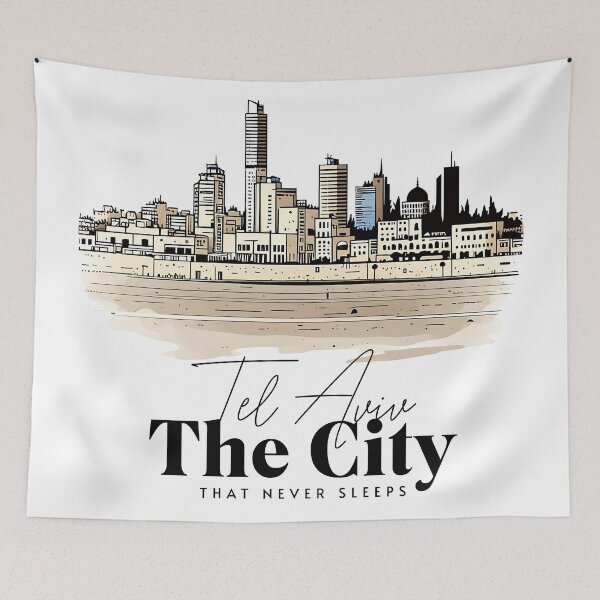 Item preview, Tel Aviv Skyline Art - The City That Never Sleeps designed and sold by HeHeStudio.