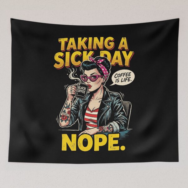 Item preview, Funny Sick Day Nope Coffee Is Life Retro Pinup Rebel Woman Sarcastic Gift designed and sold by graphixpolash.