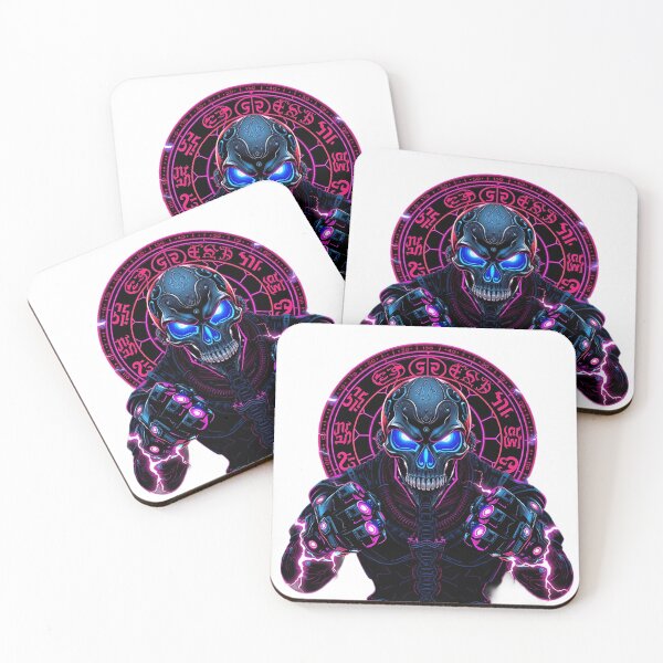 Item preview, Electric Blue Cyber-Skull with Neon Runic Energy | Sci-Fi Warrior designed and sold by SupernovaNote.