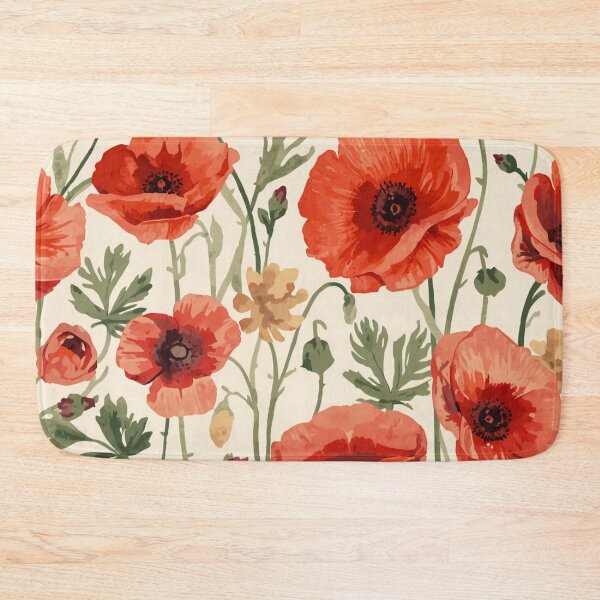 Item preview, Vintage red poppy pattern designed and sold by uunaa.