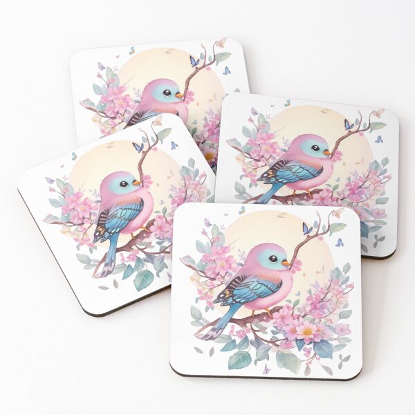 Item preview, Charming pastel bird with coffee design – spring motif for alert, curious & cheerful home vibes designed and sold by CoolContent Factory.