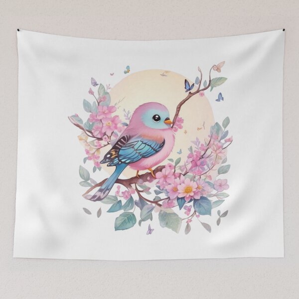 Item preview, Charming pastel bird with coffee design – spring motif for alert, curious & cheerful home vibes designed and sold by CoolContent Factory.