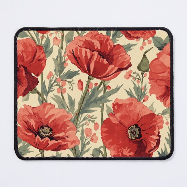 Item preview, Vintage red poppy pattern designed and sold by uunaa.