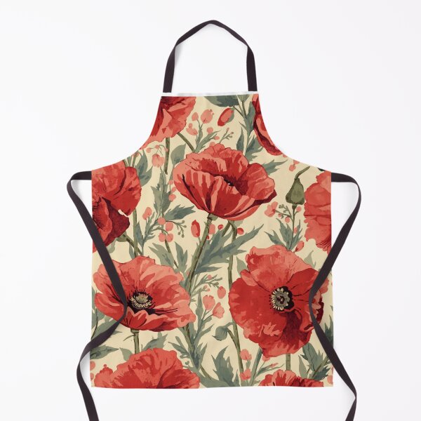 Item preview, Vintage red poppy pattern designed and sold by uunaa.