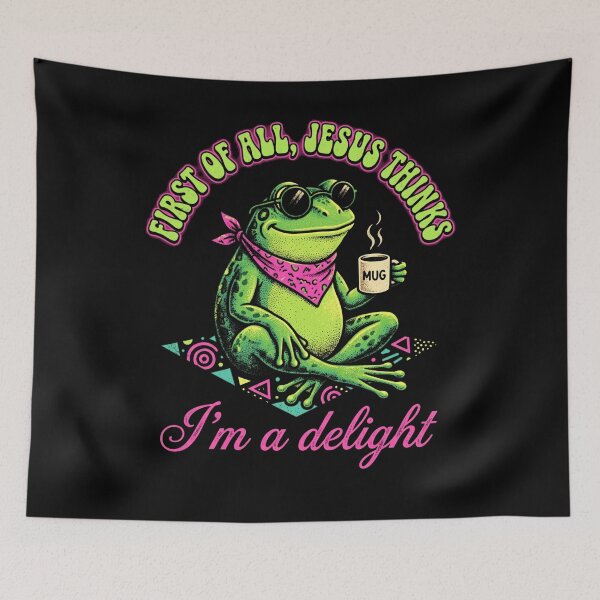 Item preview, Funny Frog Coffee Mug Sarcastic Christian Humor Cool Retro Neon Gift  designed and sold by graphixpolash.
