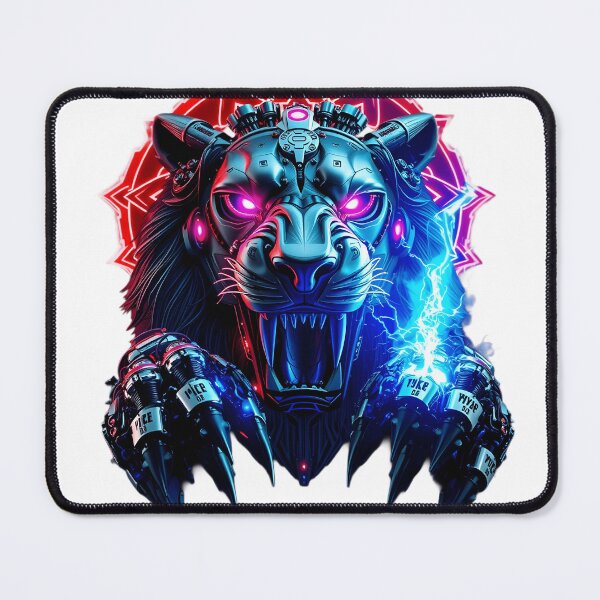 Item preview, Neon Cyber-Lion Alpha: Mech Predator with Electric Lightning designed and sold by SupernovaNote.