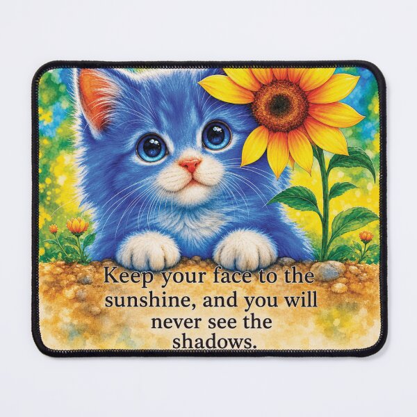Item preview, Blue Kitten with Sunflower Sunshine Quote designed and sold by Mindful56.