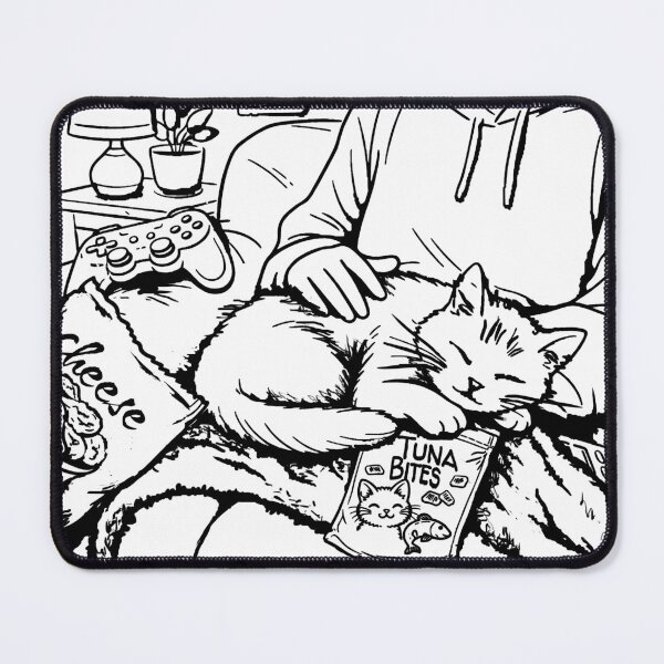 Item preview, Cozy evening with game pad and cat on lap (Stencil) designed and sold by Scolliecat.