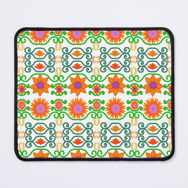Item preview, Orange Floral Seamless Pattern with Decorative Ornamental Elements and Green Vines designed and sold by Ei-Ei.
