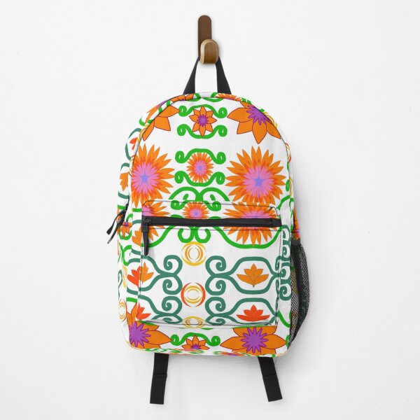Item preview, Orange Floral Seamless Pattern with Decorative Ornamental Elements and Green Vines designed and sold by EiArtist.