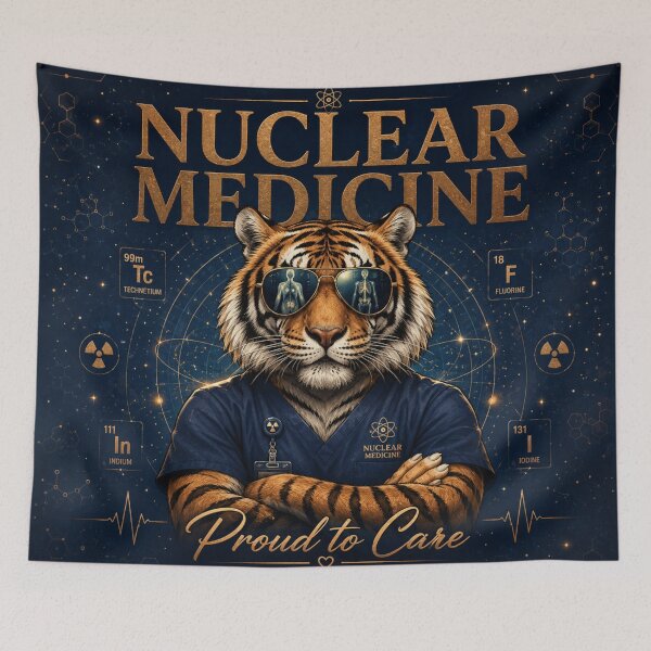Item preview, Cool Tiger Nuclear Medicine Mascot Throw Blanket – Proud To Care Healthcare Hero Gift, Nuclear Medicine Technologist Appreciation Week Decor, Medical Imaging Animal Art designed and sold by ClinicalHubs.
