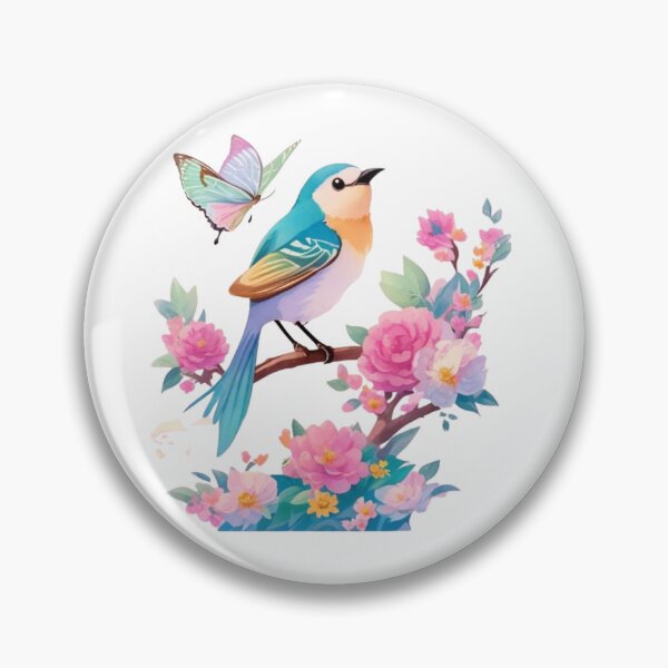 Item preview, "Reserved for spring: Charming pastel bird design with lush blossoms and butterfly – a poetic work of art for spring lovers" designed and sold by CoolContent Factory.
