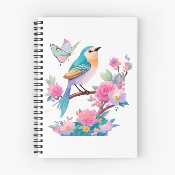 Item preview, "Reserved for spring: Charming pastel bird design with lush blossoms and butterfly – a poetic work of art for spring lovers" designed and sold by CoolContent Factory.