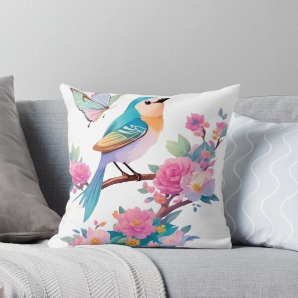 Item preview, "Reserved for spring: Charming pastel bird design with lush blossoms and butterfly – a poetic work of art for spring lovers" designed and sold by CoolContent Factory.