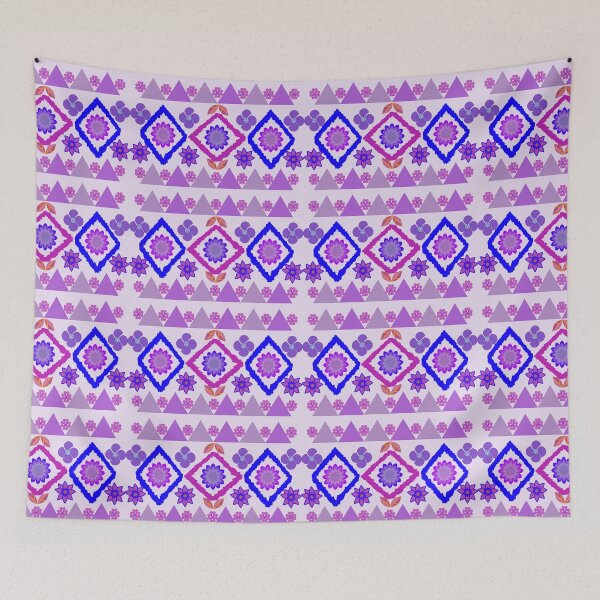 Item preview, Purple Geometric Floral Seamless Pattern Background with Decorative Folk Art Elements designed and sold by Ei-Ei.