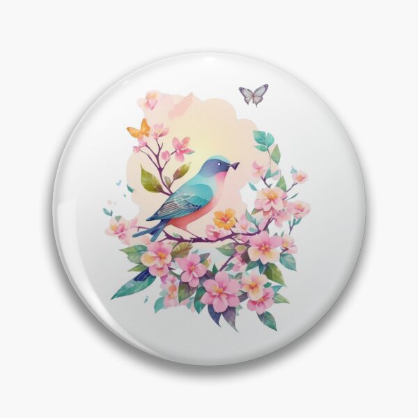 Item preview, "Spring without sneezing: Charming bird illustration in pastel watercolor style for blooming walls and good mood – guaranteed pollen-free" designed and sold by CoolContent Factory.