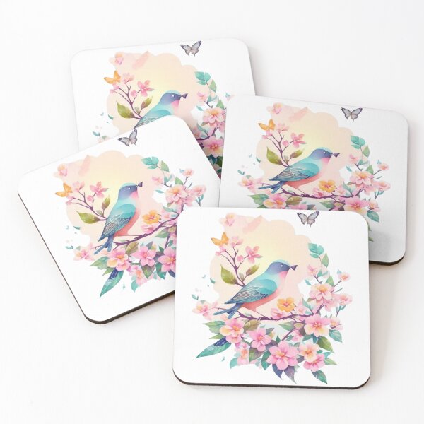 Item preview, "Spring without sneezing: Charming bird illustration in pastel watercolor style for blooming walls and good mood – guaranteed pollen-free" designed and sold by CoolContent Factory.