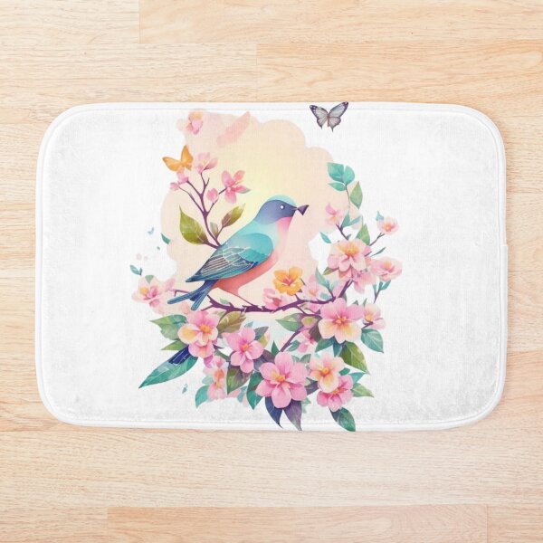 Aperçu de l'œuvre "Le printemps sans éternuements : une charmante illustration d'oiseau dans un style aquarelle pastel pour des murs fleuris et une bonne humeur – garantie sans pollen" créée et vendue par CoolContent Factory.
