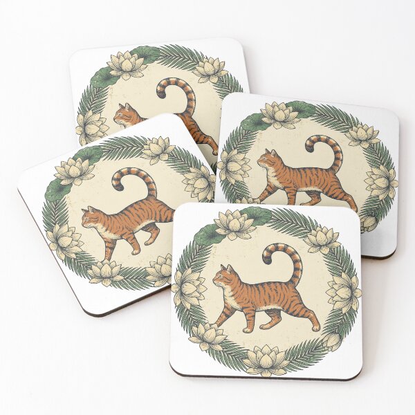Item preview, Cat Yoga Warrior Pose Botanical Wreath designed and sold by FoxglovePress.