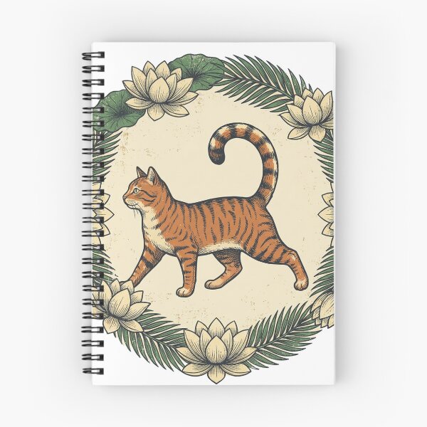 Item preview, Cat Yoga Warrior Pose Botanical Wreath designed and sold by FoxglovePress.