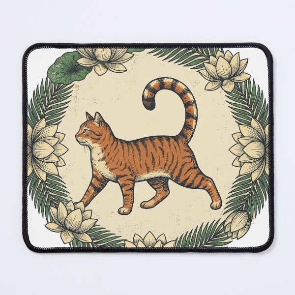 Item preview, Cat Yoga Warrior Pose Botanical Wreath designed and sold by FoxglovePress.