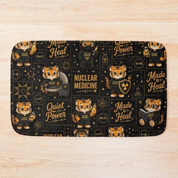 Item preview, Cute Tiger Nuclear Medicine Technologist Shower Curtain Pattern | Kawaii Molecular Imaging Healthcare Decor | Nuclear Medicine Week Gift | Made To Heal Quiet Power Bathroom Art designed and sold by ClinicalHubs.