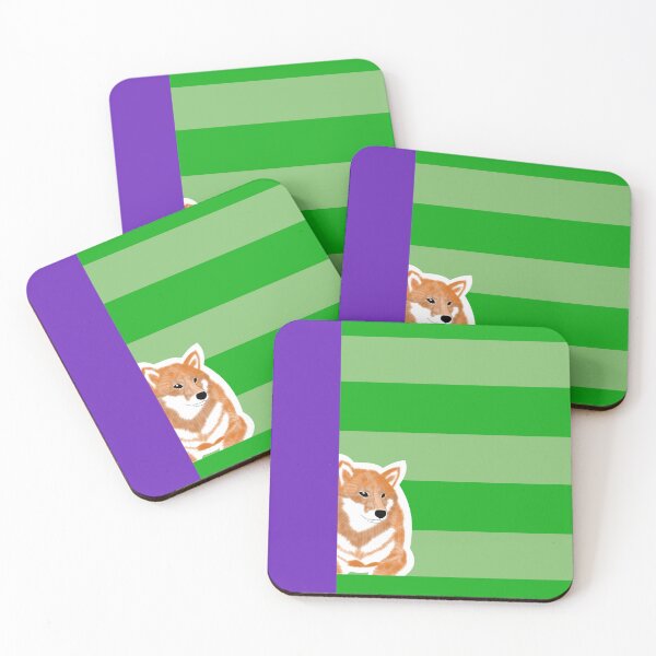 Item preview, 80's vibes colors (green, purple) with red Shiba Inu designed and sold by ShibaCruise-On.