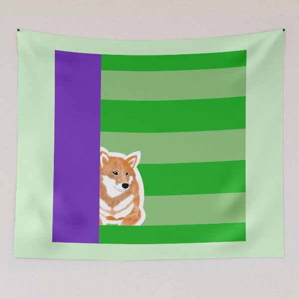 Item preview, 80's vibes colors (green, purple) with red Shiba Inu designed and sold by ShibaCruise-On.