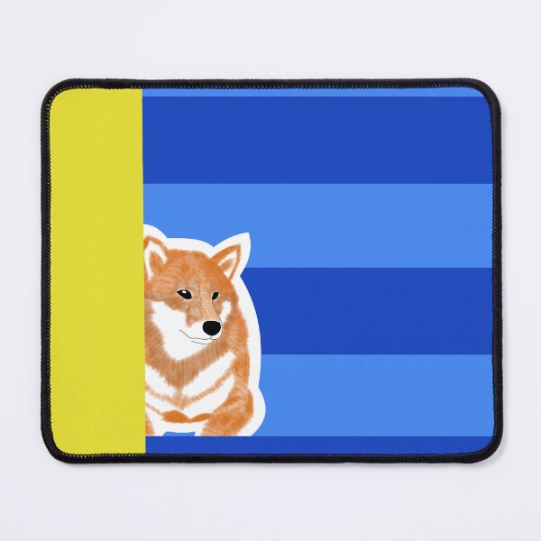 Item preview, 80's vibes colors (blue, yellow) with red Shiba Inu designed and sold by ShibaCruise-On.