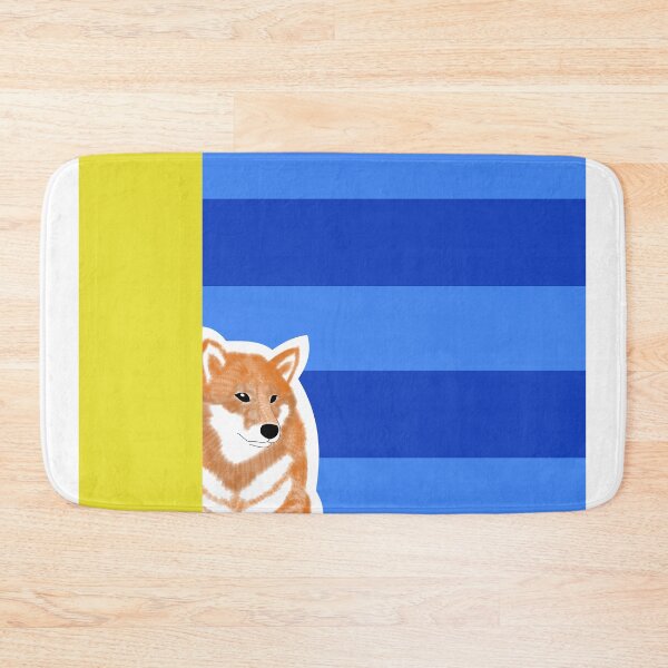 Item preview, 80's vibes colors (blue, yellow) with red Shiba Inu designed and sold by ShibaCruise-On.