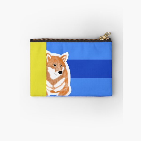 Item preview, 80's vibes colors (blue, yellow) with red Shiba Inu designed and sold by ShibaCruise-On.