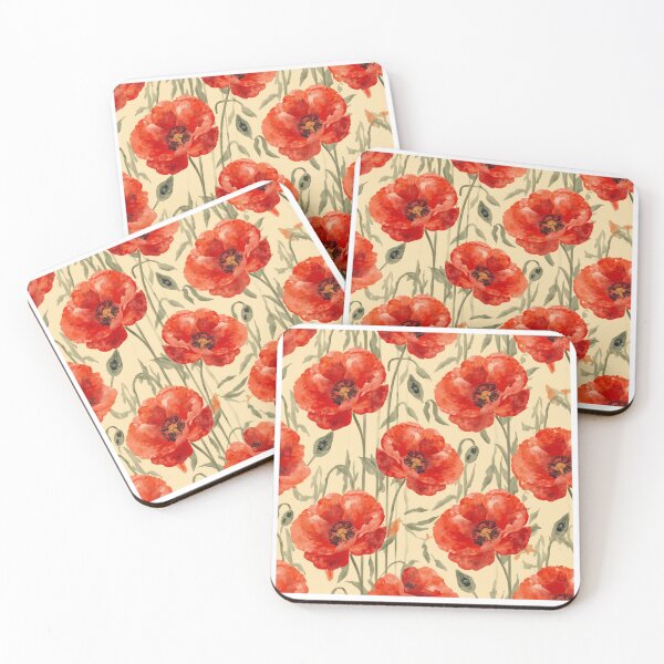 Item preview, Vintage red poppy pattern designed and sold by uunaa.