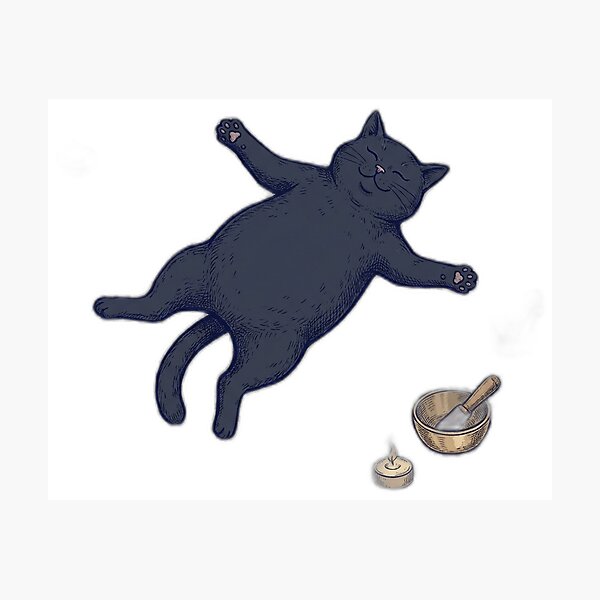 Item preview, Cat Yoga Savasana Black Cat Crystal Altar designed and sold by FoxglovePress.