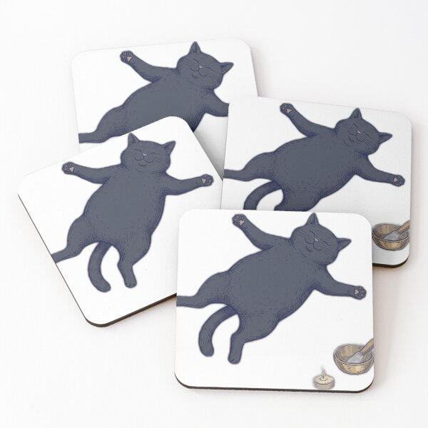 Item preview, Cat Yoga Savasana Black Cat Crystal Altar designed and sold by FoxglovePress.