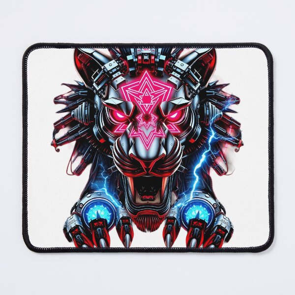 Item preview, Cyber-Guardian Tiger: Neon Geometric Sigil & Electric Energy designed and sold by SupernovaNote.