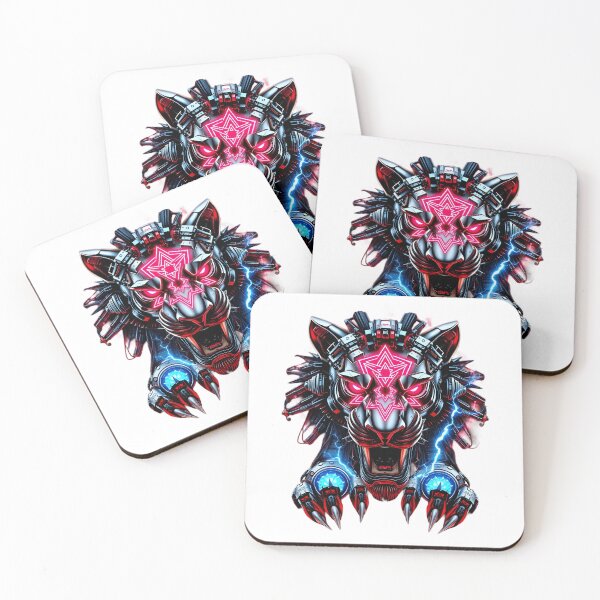 Item preview, Cyber-Guardian Tiger: Neon Geometric Sigil & Electric Energy designed and sold by SupernovaNote.