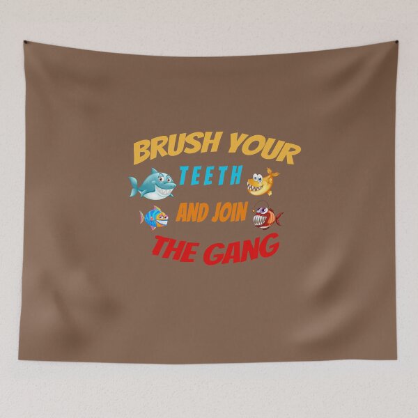 Item preview, Brush Your Teeth and Join the Gang – Funny Kids Dental Poster designed and sold by 555Design.