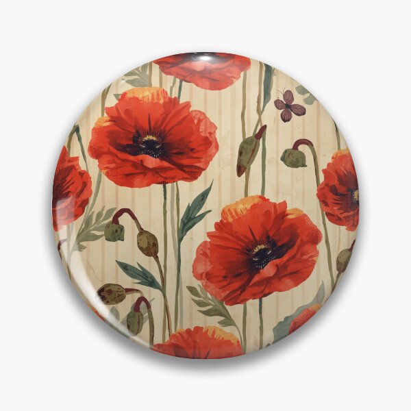 Item preview, Vintage red poppy pattern designed and sold by uunaa.