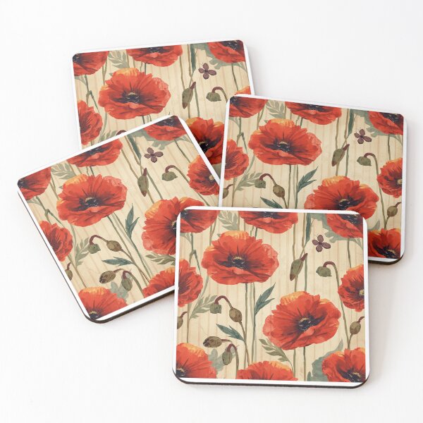Item preview, Vintage red poppy pattern designed and sold by uunaa.