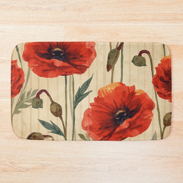 Item preview, Vintage red poppy pattern designed and sold by uunaa.