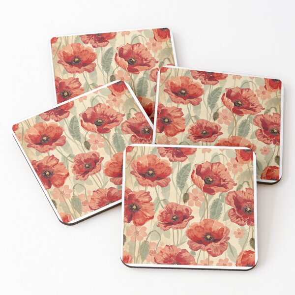 Item preview, Vintage red poppy pattern designed and sold by uunaa.