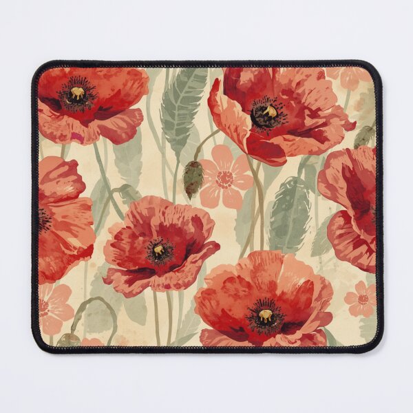 Item preview, Vintage red poppy pattern designed and sold by uunaa.