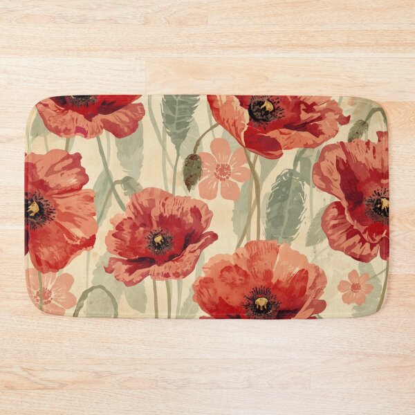Item preview, Vintage red poppy pattern designed and sold by uunaa.
