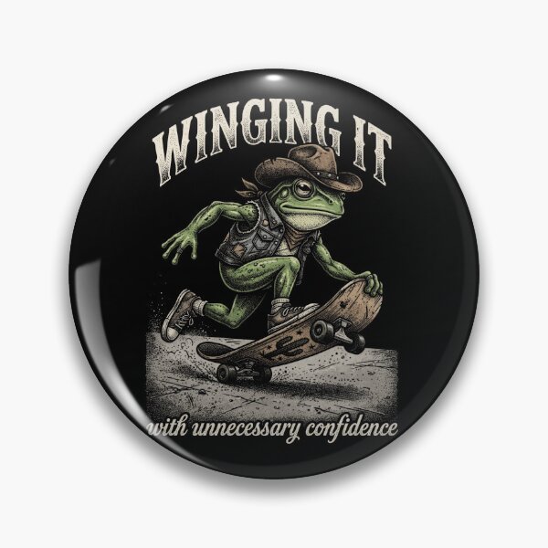 Item preview, Funny Skateboard Cowboy Frog Winging It Confidence Sarcastic Humor Skater designed and sold by graphixpolash.