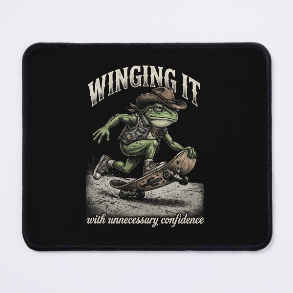 Item preview, Funny Skateboard Cowboy Frog Winging It Confidence Sarcastic Humor Skater designed and sold by graphixpolash.