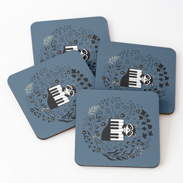 Item preview, Raccoon playing the piano in a wildflower garden designed and sold by InkRiot Studios.